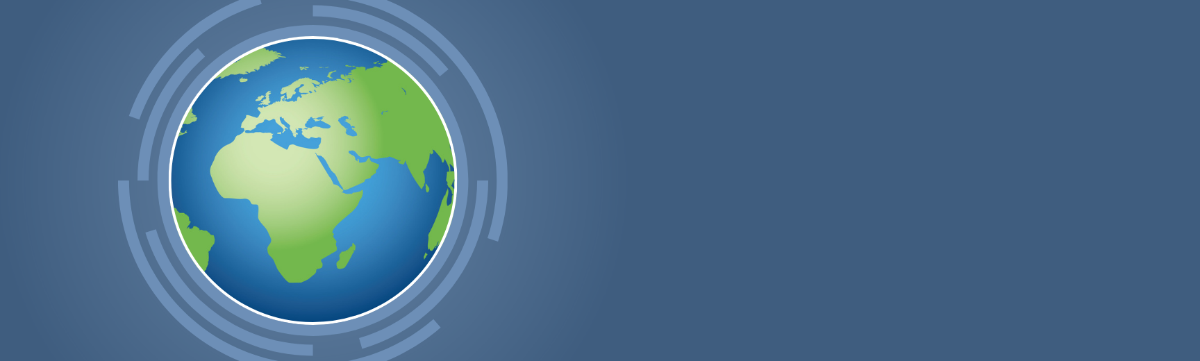 A graphic of a globe with Africa centred, set against a blue background. Globe graphic: jameschipper / stock.adobe.com