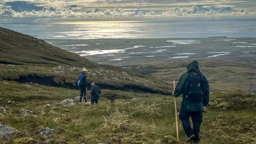 View from the top of Beinn Mhòr, the highest peak on the Isle of South Uist (Scotland).