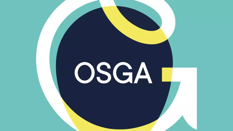 OSGA logo against green background