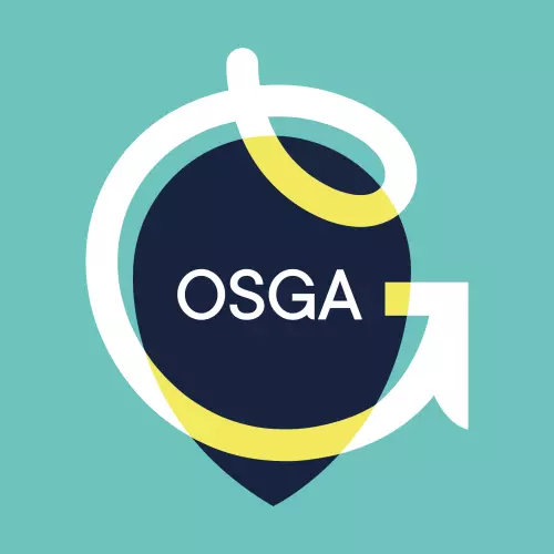 OSGA logo against green background