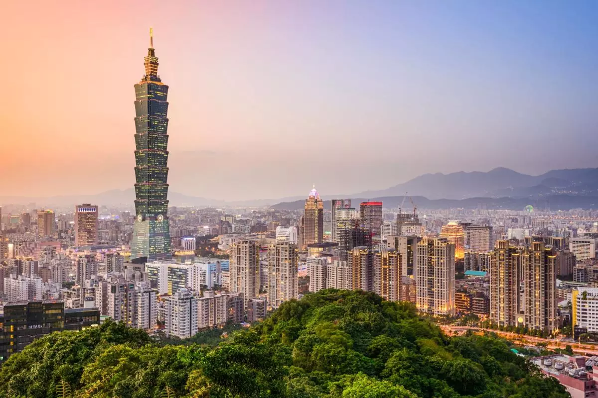 A view of the Taiwan cityscape against a pastel-coloured sunset. Credit: SeanPavonePhoto - stock.adobe.com